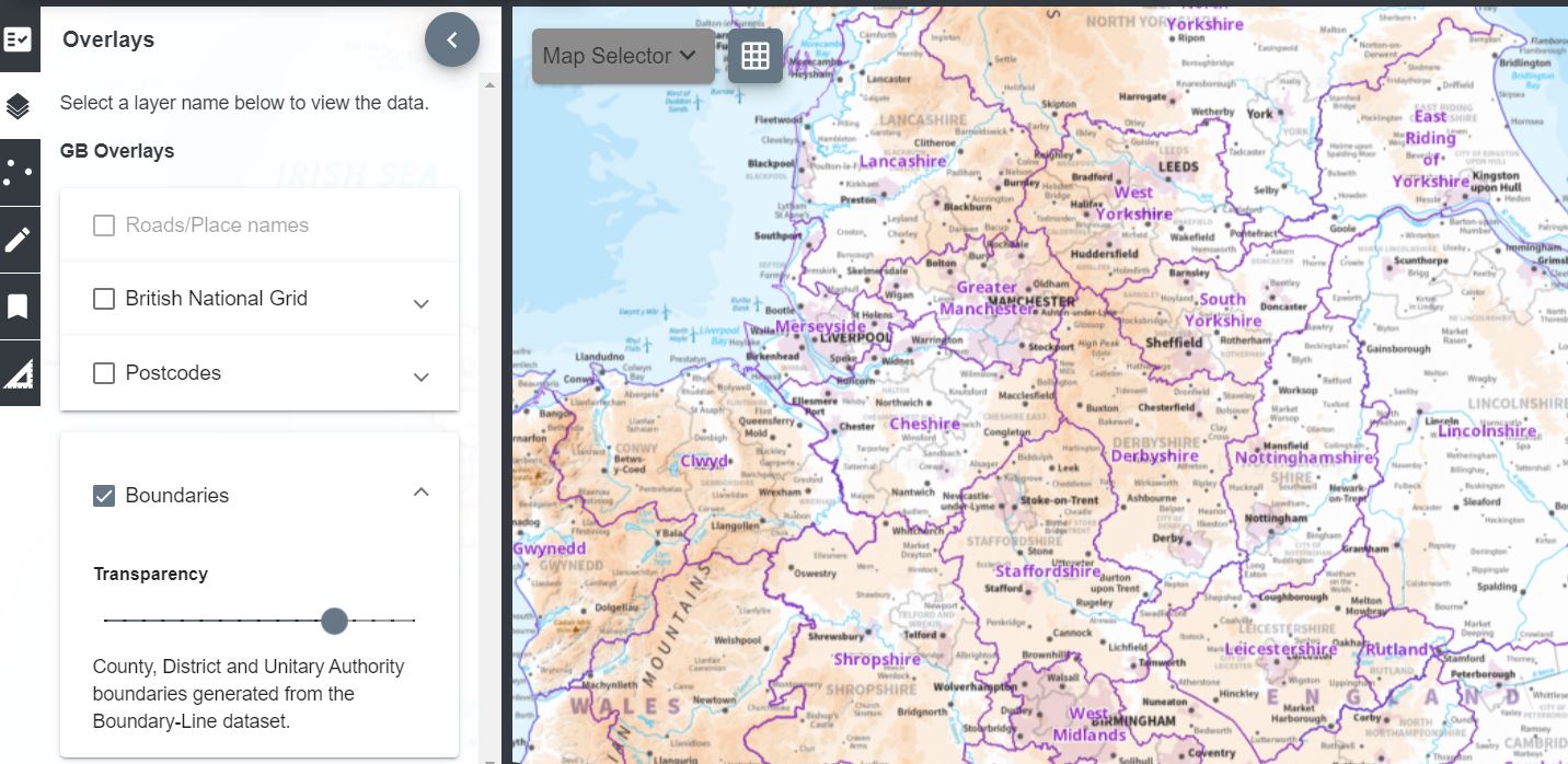 Overlays menu with Population Density selected